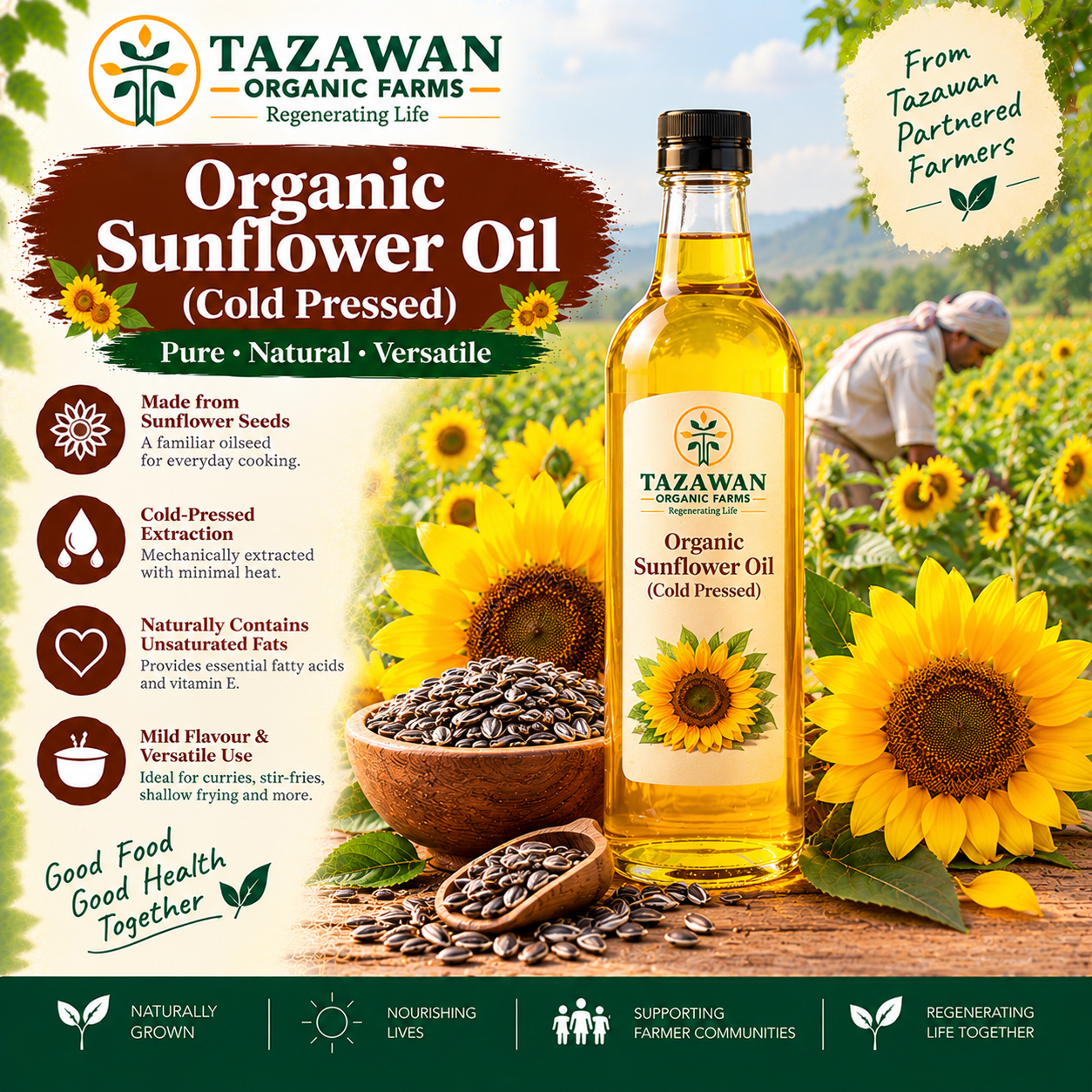 Organic Sunflower Oil - 1lit